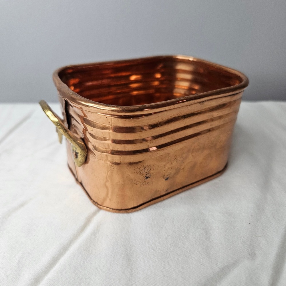 Hosley Vtg 1992 Copper Finish Brass Hammered Ribbed Planter Tub BAC-13 India
